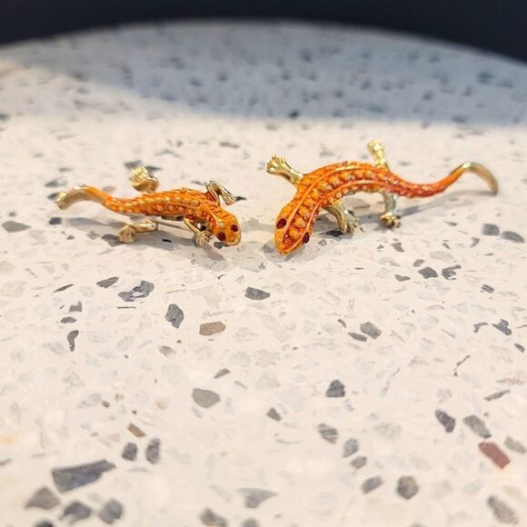 Pair Of Gecko Brooches  - Picture 1 of 6